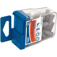 Draper Expert PZ TYPE Insert Bits, No.2 x 1/4", pack of 20 in clear plastic case with blue lid and hanging tab.