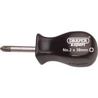 Black-handled Draper Expert PZ Type Mechanic's Screwdriver, No.2 x 38mm, with a short steel shaft and precision tip.