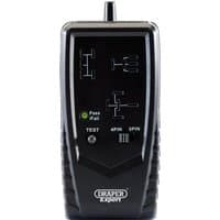 Black Draper Expert Relay Tester with LED indicators and diagram symbols on the front panel.