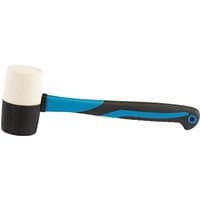 Draper Expert rubber head mallet with blue and black fibreglass shaft, 620g/24oz, dual-color rubber head.