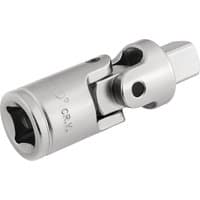 Satin chrome universal joint, 1/2" square drive, with pivoting mechanism and smooth finish by Draper Expert.