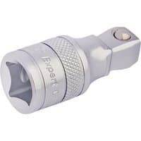 Satin chrome wobble extension bar, 1/2" square drive, 50mm length, textured grip, by Draper Expert.