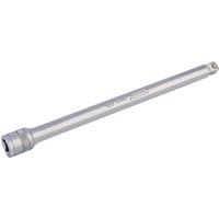 Satin chrome wobble extension bar, 3/8" square drive, 200mm length, with a polished finish and engraved Draper Expert logo.