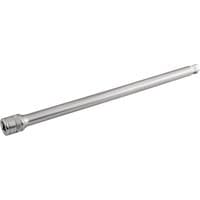 Satin chrome wobble extension bar, 3/8" square drive, 250mm long, sleek silver finish with textured grip end.