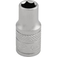 Silver Draper Expert 1/4" square drive socket, 6mm, with knurled grip and engraved branding.