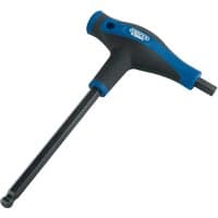 Black and blue Draper Expert T-handle hexagon and ball end key, 10mm, with soft grip handle and long shaft.