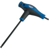 Black and blue T-handle hex key with soft grip and 6.0mm ball end, by Draper Expert.