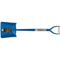 Blue square mouth shovel with ash shaft and MYD handle, Draper Expert branding on blade.