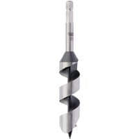 Draper Expert auger bit, 32mm, silver steel with spiral design and hexagonal shank.