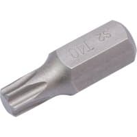 Silver Draper TX-STAR T40 x 30mm insert bit with hexagonal base and star-shaped tip for mechanic's bit sets.