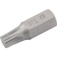 Silver Draper Expert T45 x 30mm TX-STAR bit with hexagonal base and star-shaped tip for mechanic's bit sets.