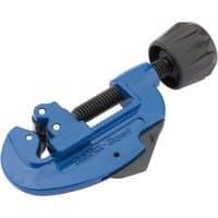 Blue Draper Expert tubing cutter with black adjustment knob, designed for 3-30mm pipes.