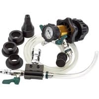"Draper Expert vacuum purge kit with gauge, hoses, and black rubber adapters for cooling systems"