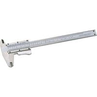 Silver Draper Expert Vernier Caliper, 0-150mm, with measurement scale and sliding jaw for precision measuring.