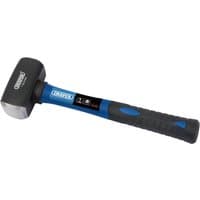 Draper club hammer with black fibreglass shaft, blue accents, and rubber grip handle, 1kg/2.2lb weight.