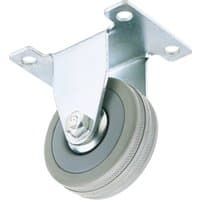 Draper rubber castor with fixed plate, 50mm diameter, gray wheel, metal bracket, supports 50kg load.