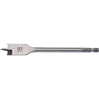 Draper Flat Wood Bit, 18mm, silver steel with hex shank and sharp cutting edge.