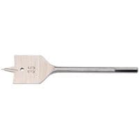 Flat wood bit by Draper, 35mm, with a silver finish, pointed tip, and hex shank for drilling.