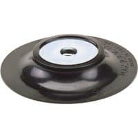 Black Draper grinding disc backing pad, 100mm, with a central metal hub and slightly raised edges.