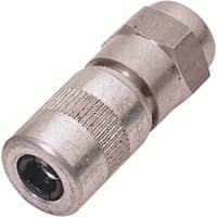 "Draper silver hydraulic connector with 4-jaw design, textured grip, and 1/8 inch BSPT threading"