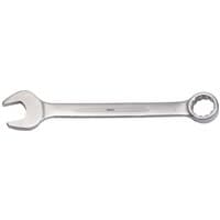 Silver Draper heavy-duty long pattern metric combination spanner, 90mm, with open end and ring end.