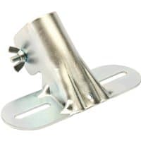 "Draper Heavy Duty Metal Broom Bracket, silver with wing nut and oval base, designed for secure broom mounting"