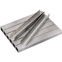 Draper heavy duty 8mm staples, silver metal, arranged in rows, pack of 1000.