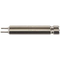 Draper hexagonal insert bit, 1.5mm, 1/4" hex shank, 75mm long, silver metal finish, pack of 2.