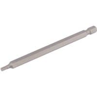 Draper hexagonal insert bit, 3mm, 1/4" hex, 100mm long, silver metal, slender cylindrical shape, single pack.