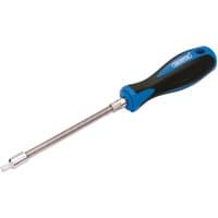 Draper hose clip driver with blue and black ergonomic handle, 7 x 150mm chrome shaft.