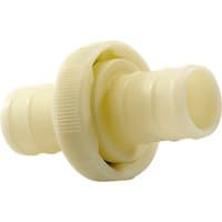 Cream-colored Draper hose coupling adaptor, 25mm/1", with ribbed connectors and a central threaded section.