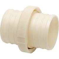 Cream-colored Draper hose coupling adaptor, 50mm/2", with ribbed texture and a central tightening ring.