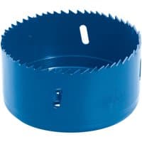 Blue Draper HSS bi-metal holesaw blade, 102mm diameter, with jagged teeth and ventilation slots.