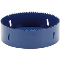 Blue Draper HSS bi-metal holesaw blade, 133mm, with jagged teeth and ventilation slots.