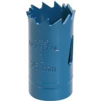 Blue Draper HSS bi-metal holesaw blade, 25mm diameter, with jagged cutting edge and side ventilation slots.