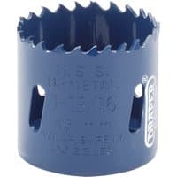 Blue Draper HSS bi-metal holesaw blade, 46mm, with jagged teeth and side ventilation slots.