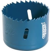 "Draper HSS Bi-metal Holesaw Blade, 64mm, blue with jagged edge and side slots"