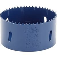 Blue Draper HSS bi-metal holesaw blade, 83mm diameter, with sharp serrated edge and side slots.