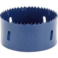Blue Draper HSS bi-metal holesaw blade, 86mm diameter, with jagged edge and side slots for efficient cutting.