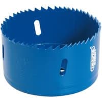 Blue Draper HSS bi-metal holesaw blade, 89mm diameter, with sharp teeth and side slots for efficient cutting.