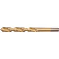Titanium-coated HSS drill bit, 10.0mm, with a gold finish and spiral flutes for efficient drilling.