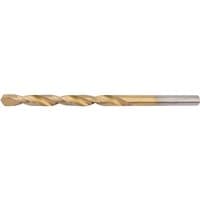 Draper HSS titanium drill bit, 4.5mm, gold finish with spiral flutes and silver shank.