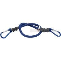 Blue Draper Karabiner Bungee, 600mm, with metal carabiners and black grips on both ends.