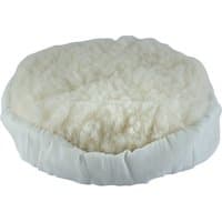 Cream Draper lambswool polishing bonnet, 175mm, with fluffy texture and elastic edge for secure fit.