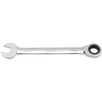 Silver Draper 16mm metric ratcheting combination spanner with open-end and ratchet ring on opposite sides.