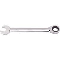 Silver Draper 17mm metric ratcheting combination spanner with open-end and ratchet ring on opposite sides.