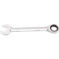 Silver Draper 30mm metric ratcheting combination spanner with open-end and ratchet ring on opposite ends.