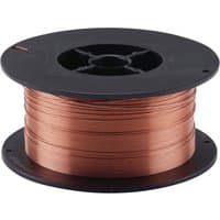Copper-colored Draper MIG welding wire spool, 0.6mm thickness, 700g, on a black plastic reel.
