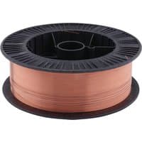 Copper-colored Draper MIG welding wire spool, 1.0mm thickness, 15kg, with black plastic reel.