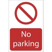 Draper No Parking sign, 400x600mm, red circle with slash above red rectangle with white text.